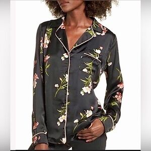Socialite Floral PJ Collar Shirt Black